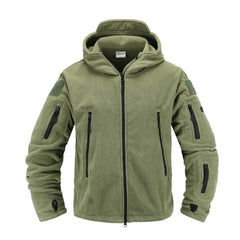 Men's Tactical Hooded Thermal Fleece Outdoor Hiking Jacket