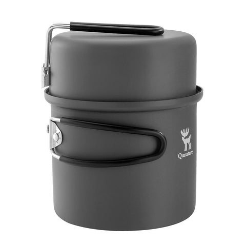 Ultra-Light Aluminum Camping Cookware Set with Nestable Handle