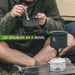 Ultra-Light Aluminum Camping Cookware Set with Nestable Handle