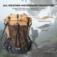 30-35L Lightweight Waterproof Hiking Backpack Outdoor Daypack